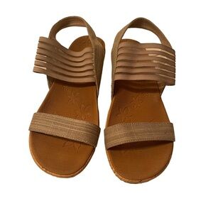 Skechers Luxe Foam Strappy Stretch Bands Womens Wedge Taupe Shoes Size8.5